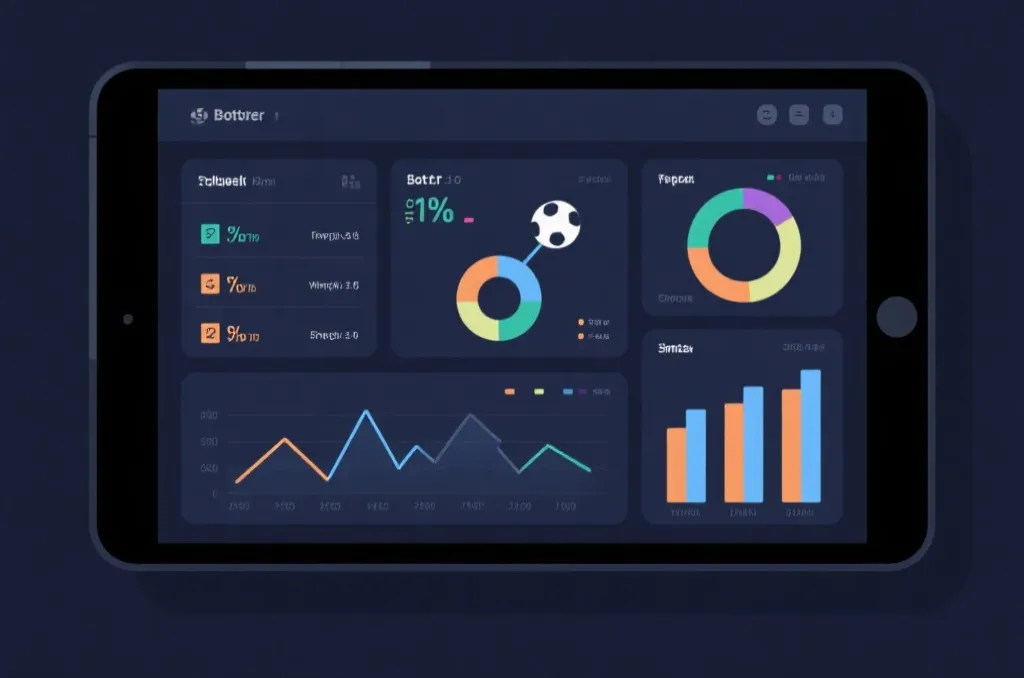 Sports data analysis visualization on a modern tablet interface